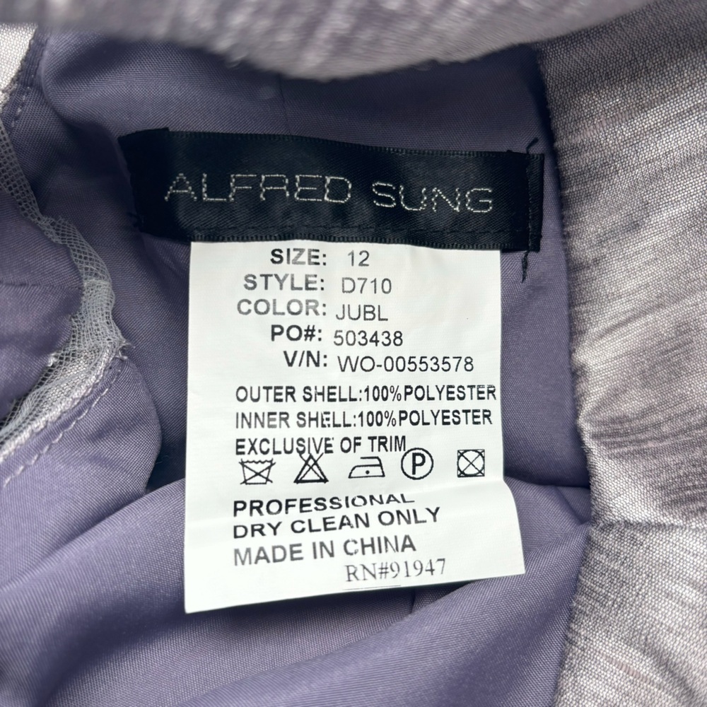 Alfred Sung Formal Light Purple Shimmery Dress Sz 12 - Picture 3 of 17